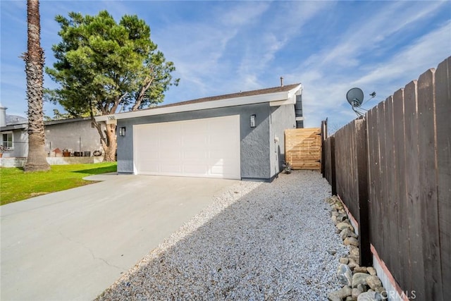 exterior space with a garage