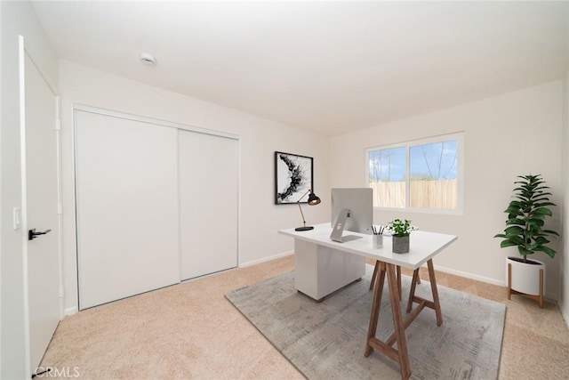 view of carpeted home office