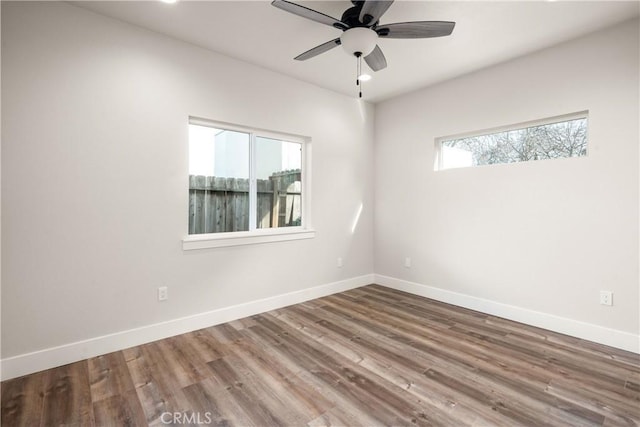1122 W Sacramento Ave, Chico, CA 95926 - spare room featuring baseboards, ceiling fan, wood finished floors, and recessed lighting