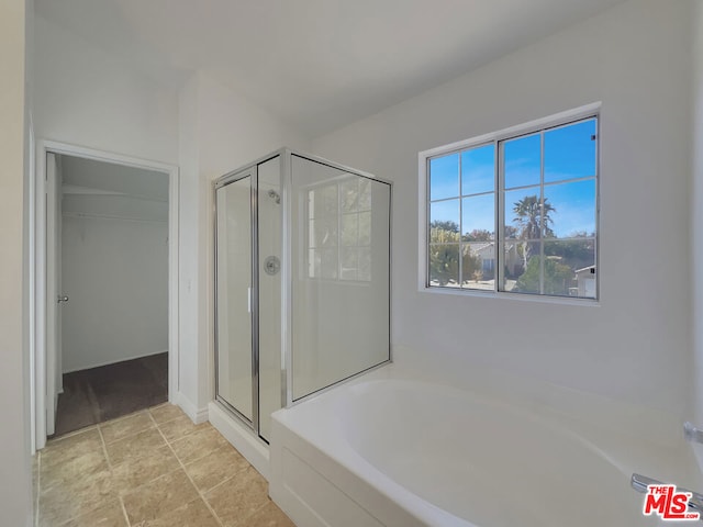 bathroom with plus walk in shower