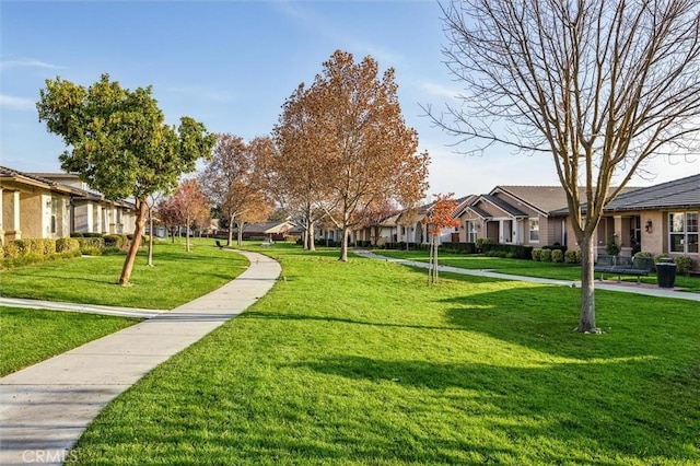 view of property's community with a yard