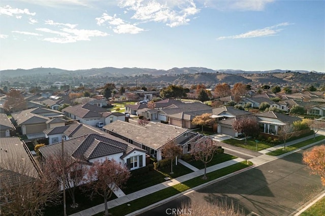 bird's eye view with a mountain view