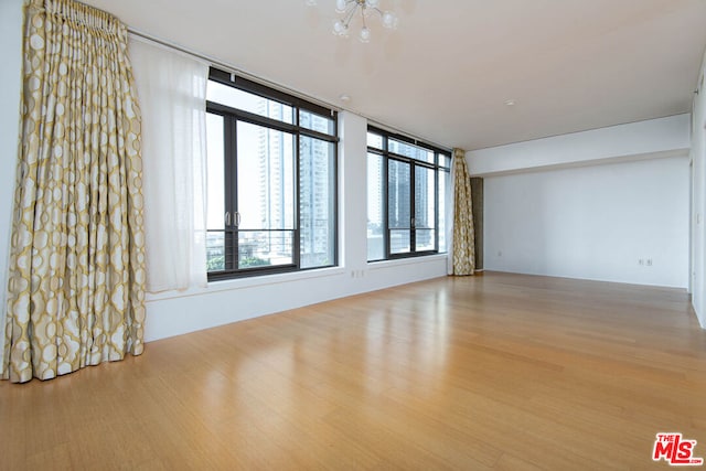 spare room with light hardwood / wood-style flooring