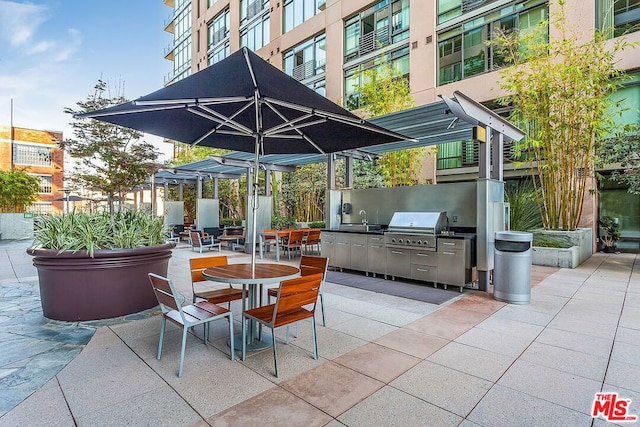 view of patio / terrace with area for grilling and sink