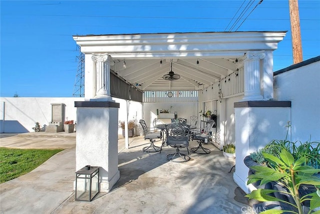 view of patio / terrace with a gazebo