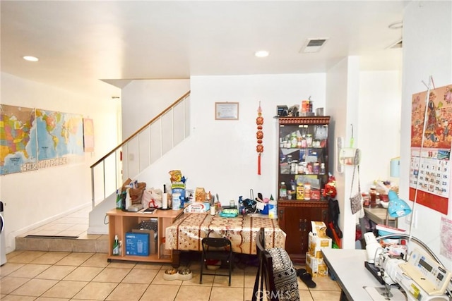 interior space with light tile patterned floors