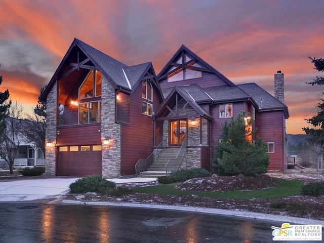 view of front of property with a garage