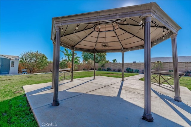 view of patio / terrace featuring a gazebo