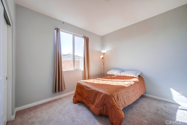 carpeted bedroom featuring a closet