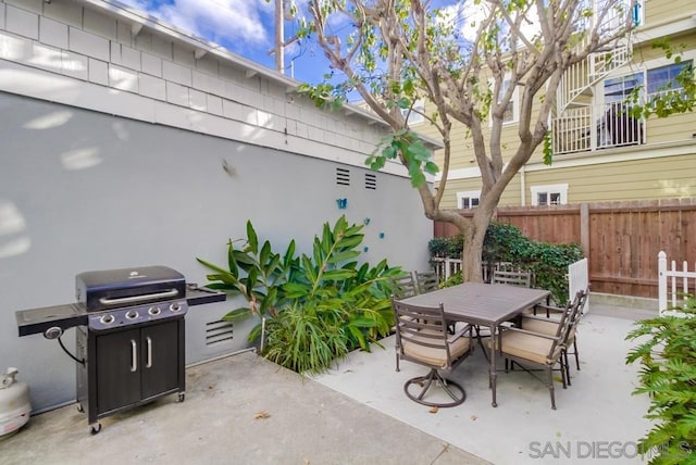 view of patio / terrace featuring a grill