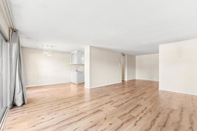 unfurnished living room featuring light hardwood / wood-style flooring