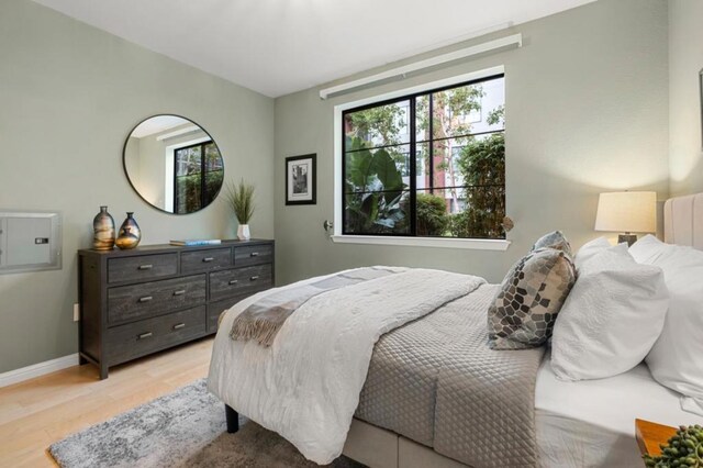 bedroom featuring light hardwood / wood-style floors