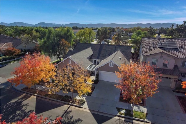 bird's eye view with a mountain view