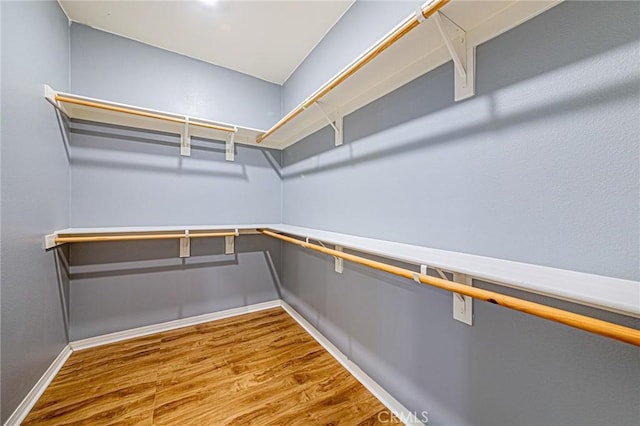 walk in closet featuring hardwood / wood-style floors