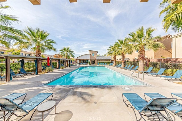 view of pool featuring a patio