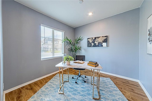 office space featuring hardwood / wood-style flooring