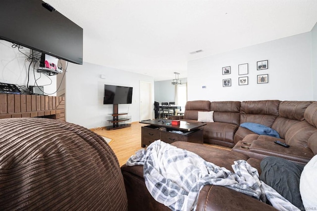 living room with light wood-type flooring