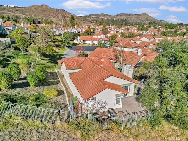 drone / aerial view with a mountain view