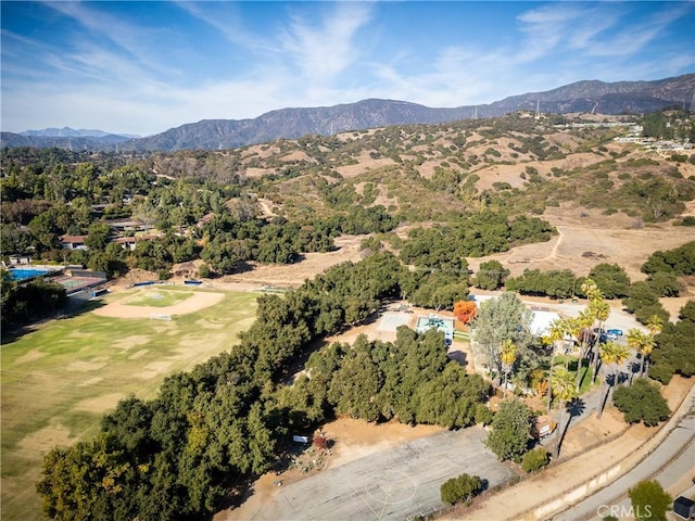 birds eye view of property featuring a mountain view