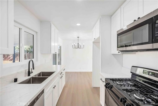 kitchen with sink, white cabinetry, and stainless steel appliances