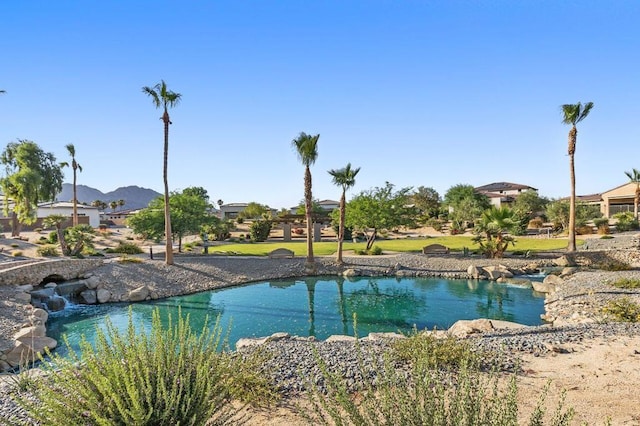 view of water feature with a mountain view