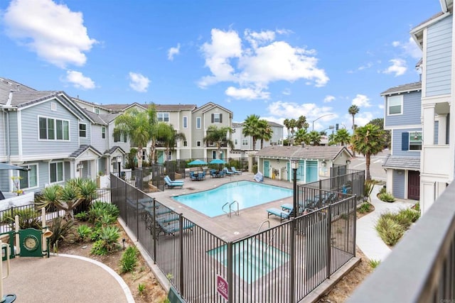 view of pool featuring a patio area