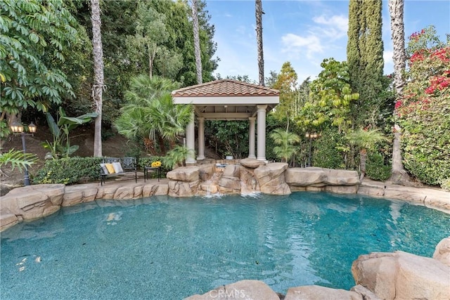 view of pool featuring a gazebo