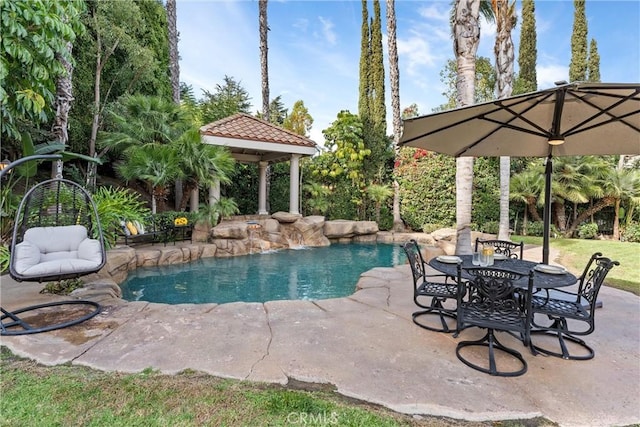 view of swimming pool with a patio