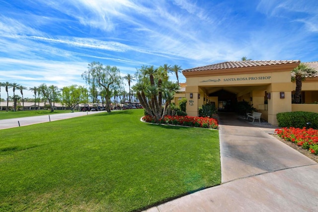 exterior space featuring a front lawn