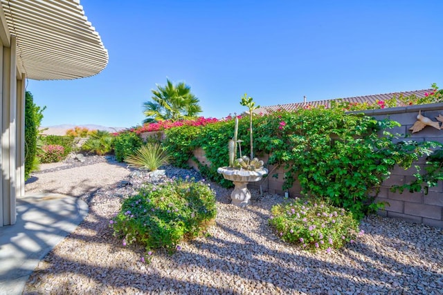 view of yard with a mountain view