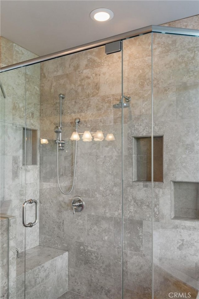 27554 N Bay Rd, Lake Arrowhead, CA 92352 - bathroom with a shower stall