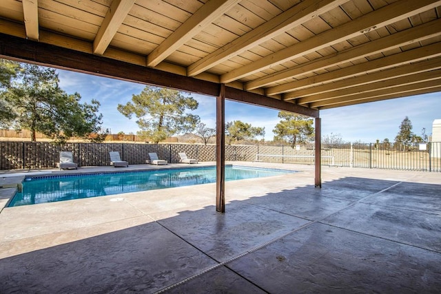 view of swimming pool with a patio