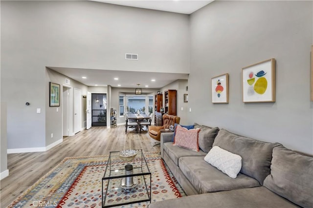 living room featuring light hardwood / wood-style floors