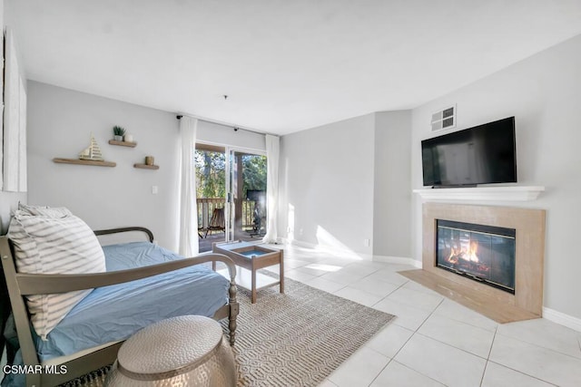 living room featuring light tile patterned floors