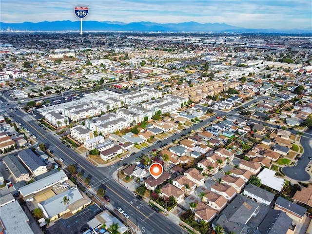 aerial view featuring a residential view and a mountain view