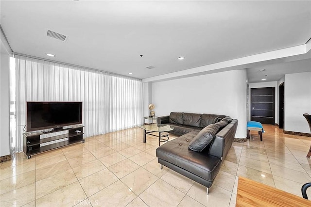 view of tiled living room