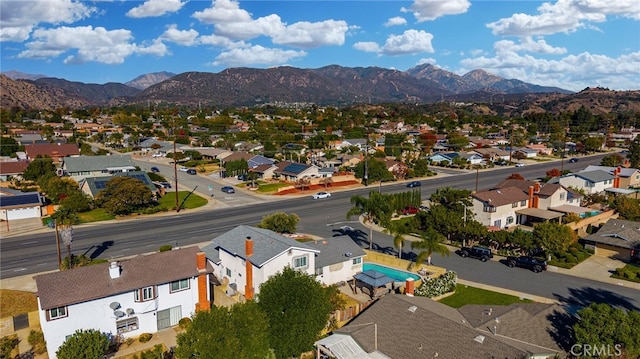 aerial view with a mountain view