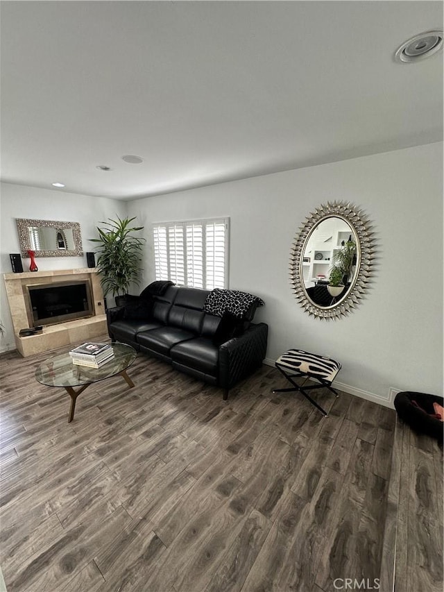 living room with wood-type flooring