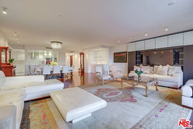 living room featuring light wood-type flooring