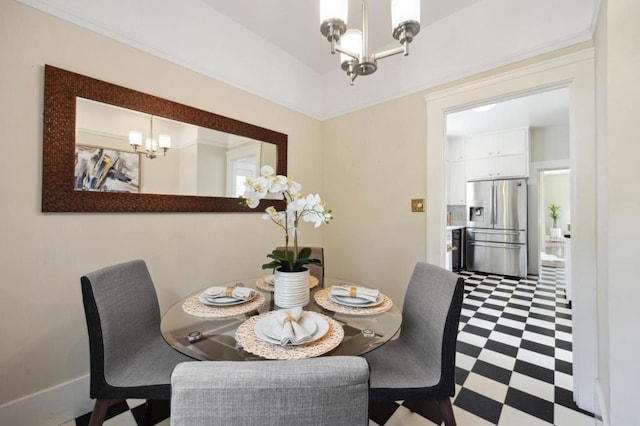 dining room featuring a chandelier