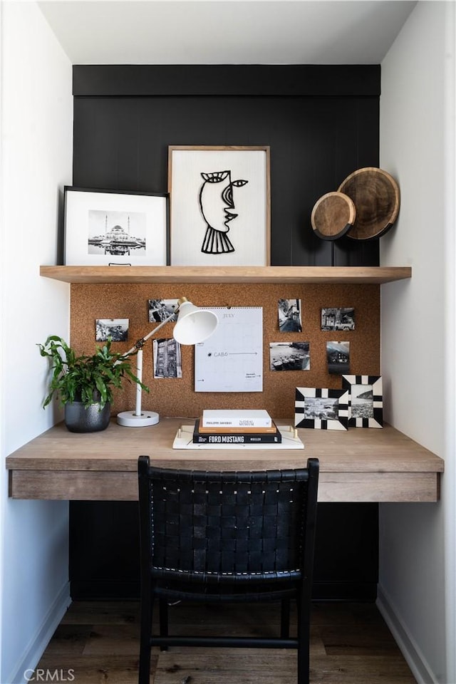 home office featuring hardwood / wood-style floors