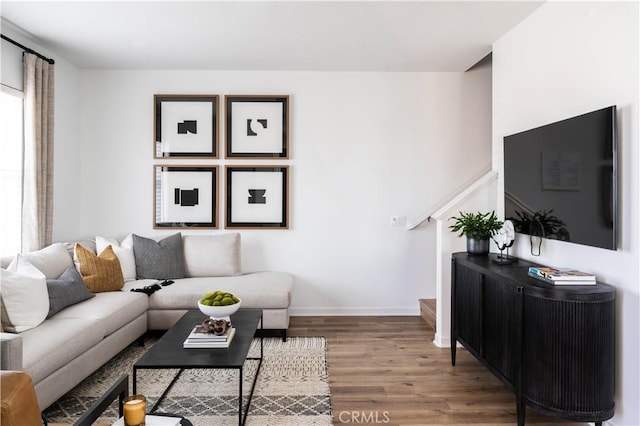 1752 W Sycamore Dr, Compton, CA 90220 - living area with wood finished floors and stairway