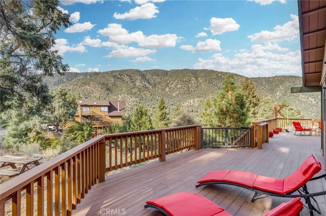 deck with a mountain view