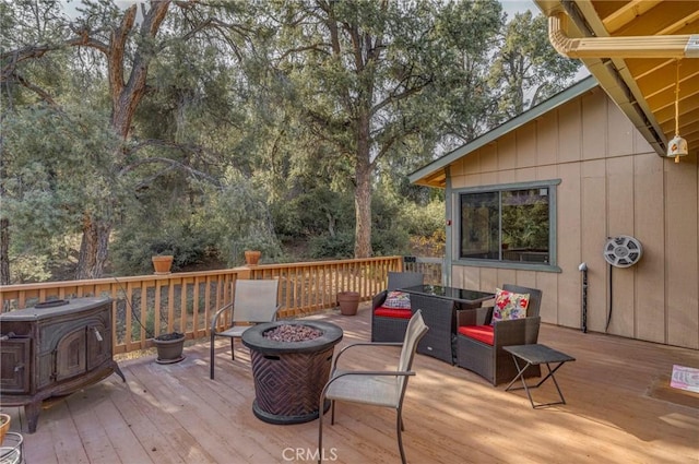 deck featuring a fire pit