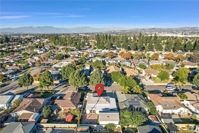 bird's eye view with a mountain view