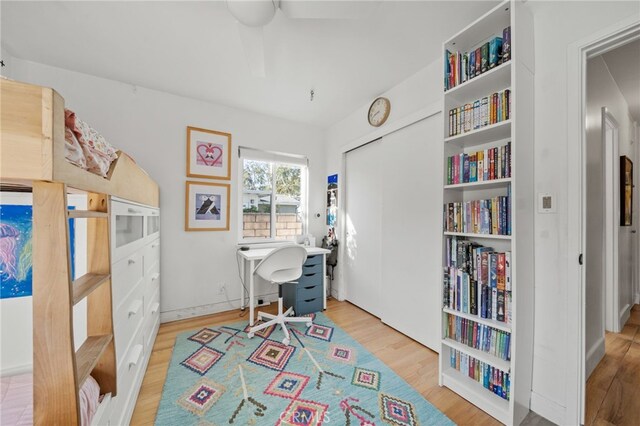 office area featuring hardwood / wood-style flooring