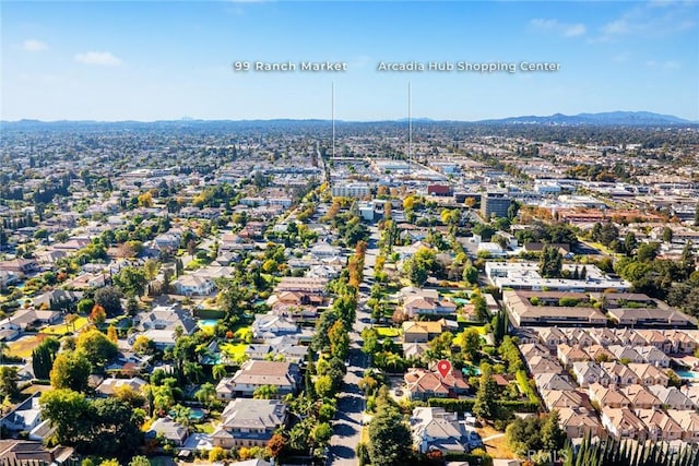 bird's eye view featuring a mountain view