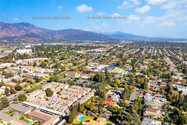 aerial view with a mountain view