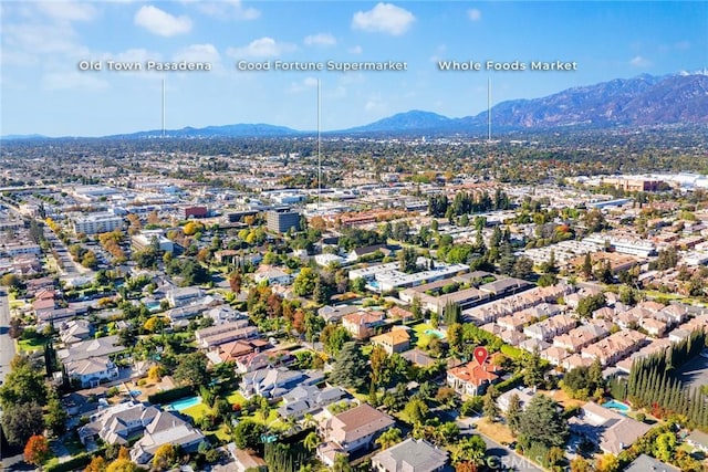 bird's eye view with a mountain view