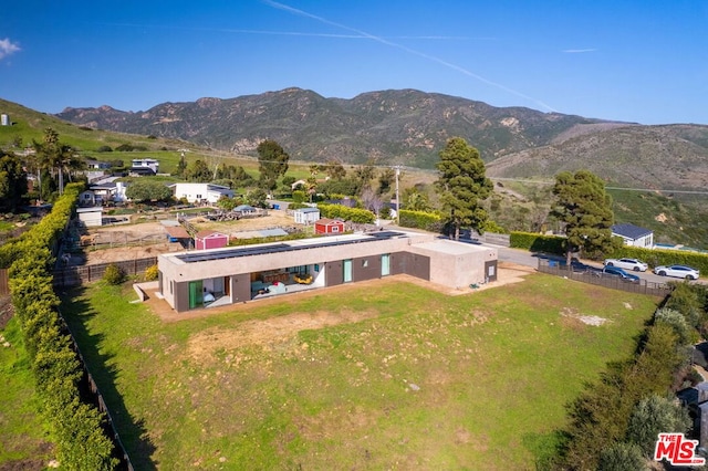 aerial view with a mountain view